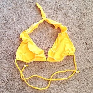 Bright yellow ruffle bikini top
